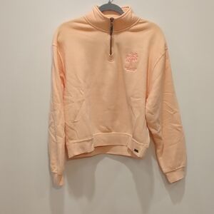Surf Shop Peach Quarter Zip Sweatshirt W Sz M EUC Surfer Skater Indie Coastal